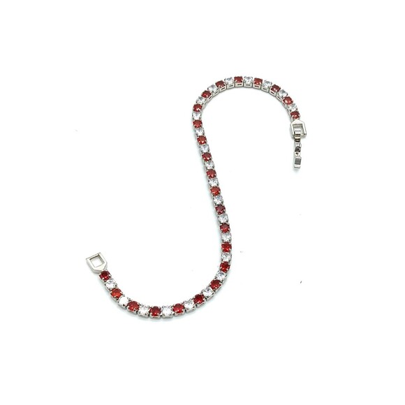 Set Lab Created Ruby Simulated Diamond Tennis Bracelet & Huggie Hoop Earrings - Picture 2 of 5